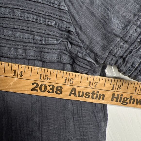 Prana Women's Top Blouse Small Blue Gray Organic Cotton Blend Boho Short Sleeves - Picture 6 of 7